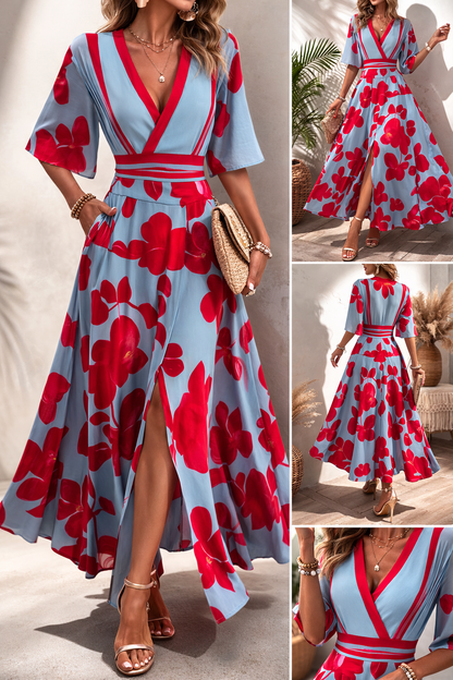 Noelle | Vestido de Primavera Floral con Escote en V