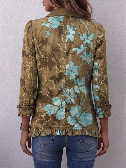 Anita | Chaqueta Boho Vintage Floral Degradado con Volantes