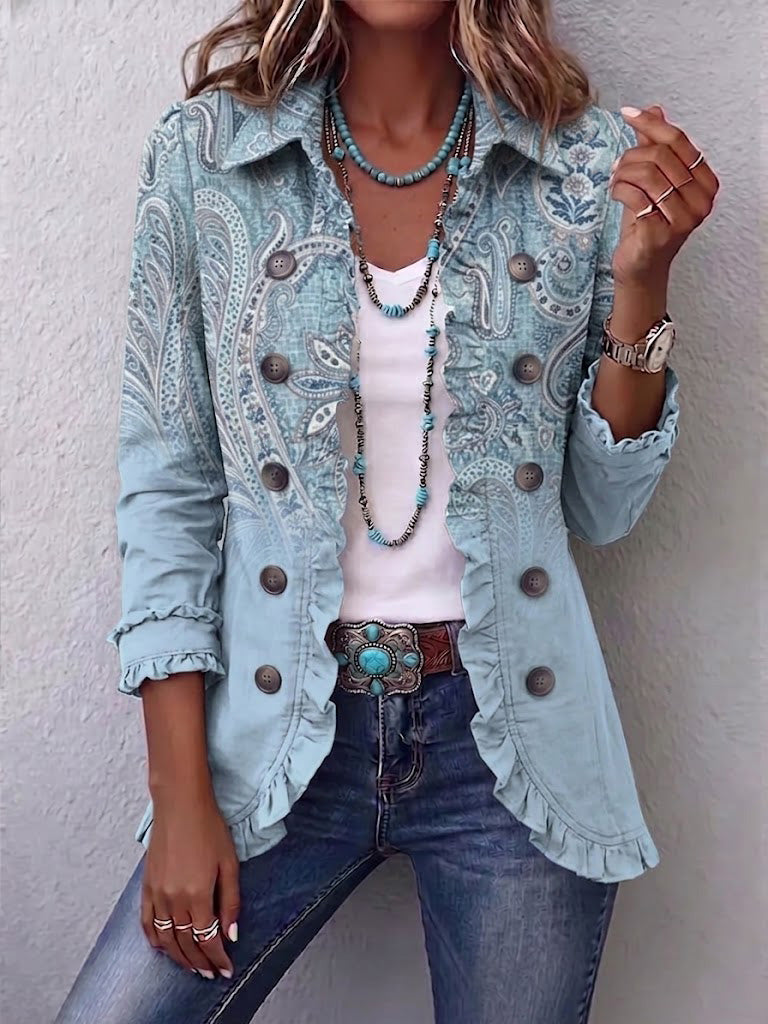 Brígida | Chaqueta Vintage Estampado Paisley Plisada