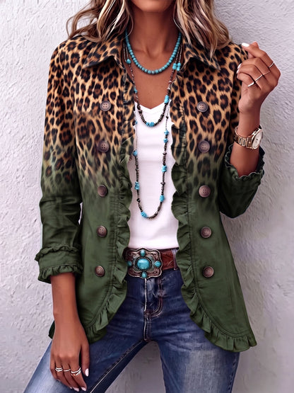 Diana | Blazer Jas Leopardo Ombré con Volantes