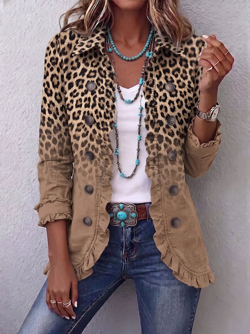Corina | Chaqueta Vintage Leopardo Degradado con Volantes