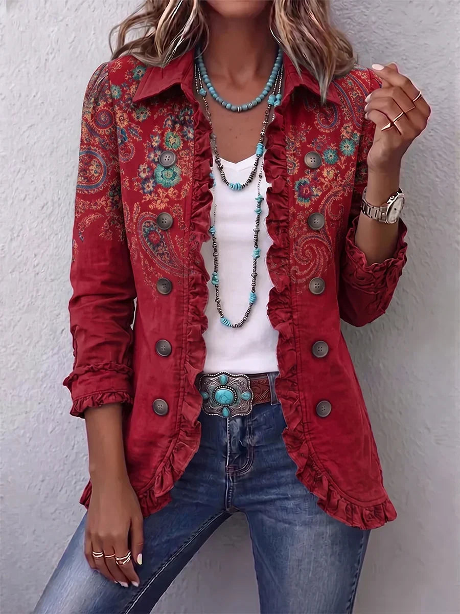 Silvia | Chaqueta Bohemia Paisley con Volantes
