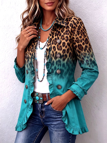 Diana | Blazer Jas Leopardo Ombré con Volantes