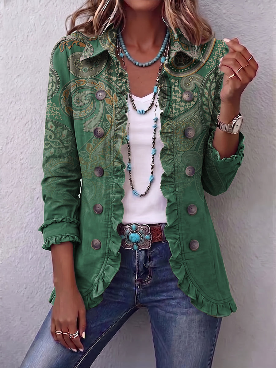 Carlota | Chaqueta Bohemia Estampado Paisley Plisada