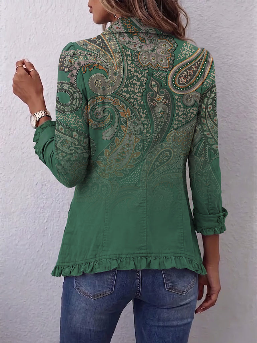 Carlota | Chaqueta Bohemia Estampado Paisley Plisada
