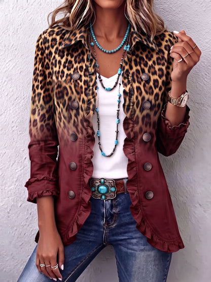 Diana | Blazer Jas Leopardo Ombré con Volantes
