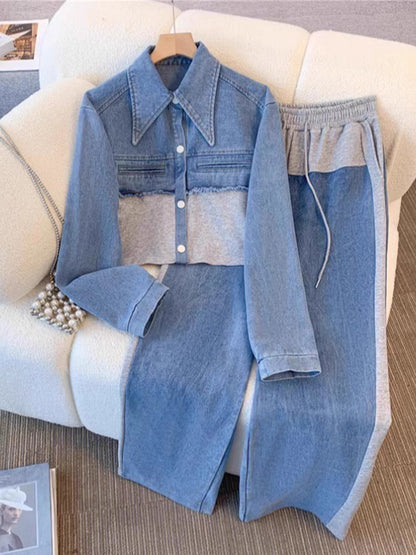 Daniela | Conjunto Chaqueta Cropped Colorblock y Pantalón Ancho
