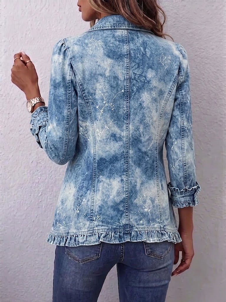 Micaela | Chaqueta Boho Vintage Degradado Estampado Botánico con Volantes