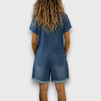 Sofía - Peto corto vintage de algodón con aspecto vaquero