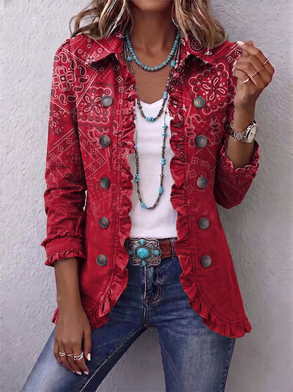 Paula | Chaqueta Bohemia Estampado Paisley Degradado Plisada