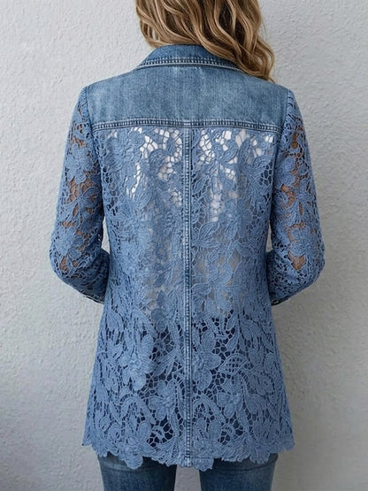 Sandra | Blazer con Paneles de Encaje Floral