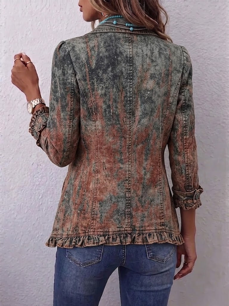 Juana | Chaqueta Vintage Degradado Estampado Texturizado con Volantes