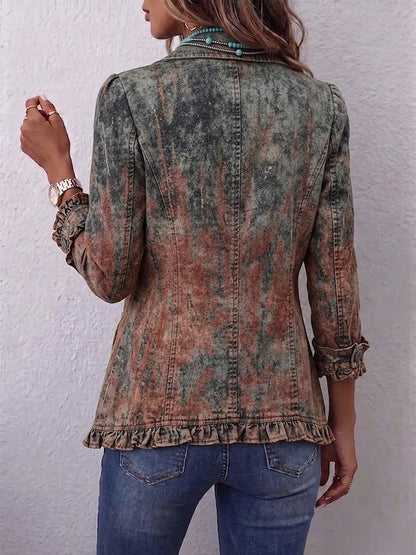 Juana | Chaqueta Vintage Degradado Estampado Texturizado con Volantes
