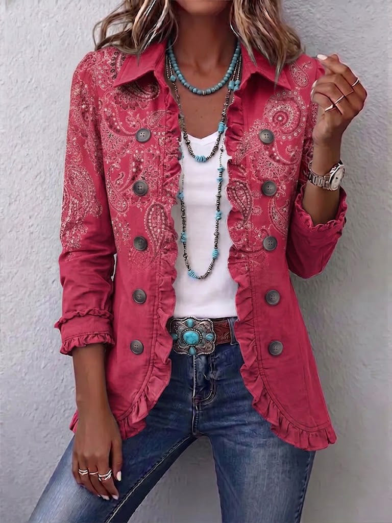 Enriqueta | Chaqueta Vintage Estampado Paisley Plisada