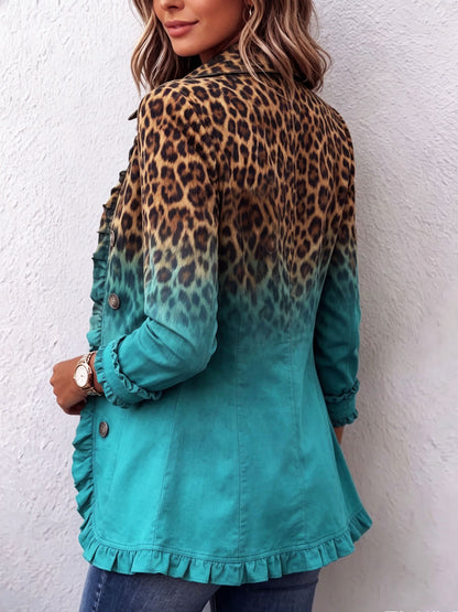Diana | Blazer Jas Leopardo Ombré con Volantes