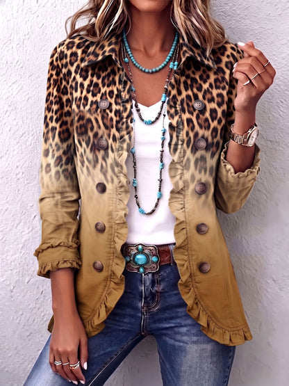 Diana | Blazer Jas Leopardo Ombré con Volantes