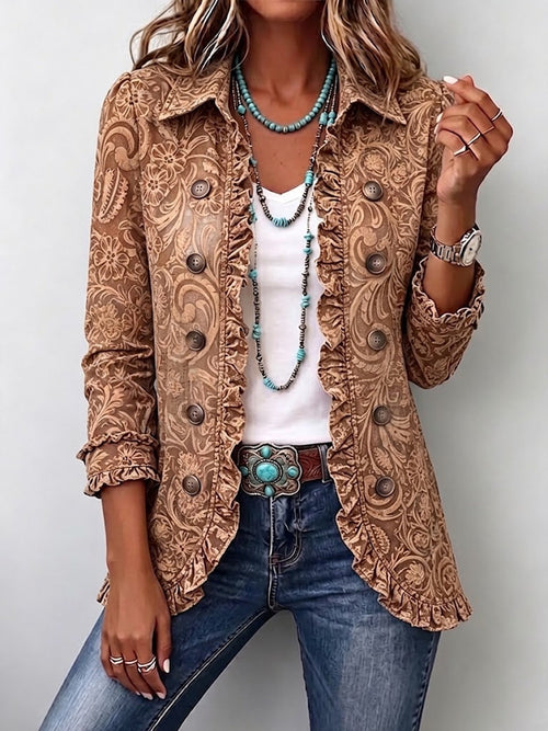 Susana | Chaqueta Vintage Bohemia Estampado Floral Plisada