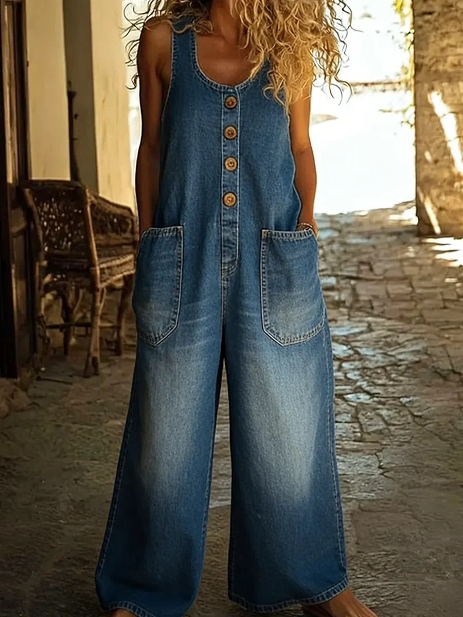 Valentina - Peto de denim de algodón con lavado vintage