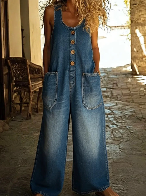 Valentina - Peto de denim de algodón con lavado vintage