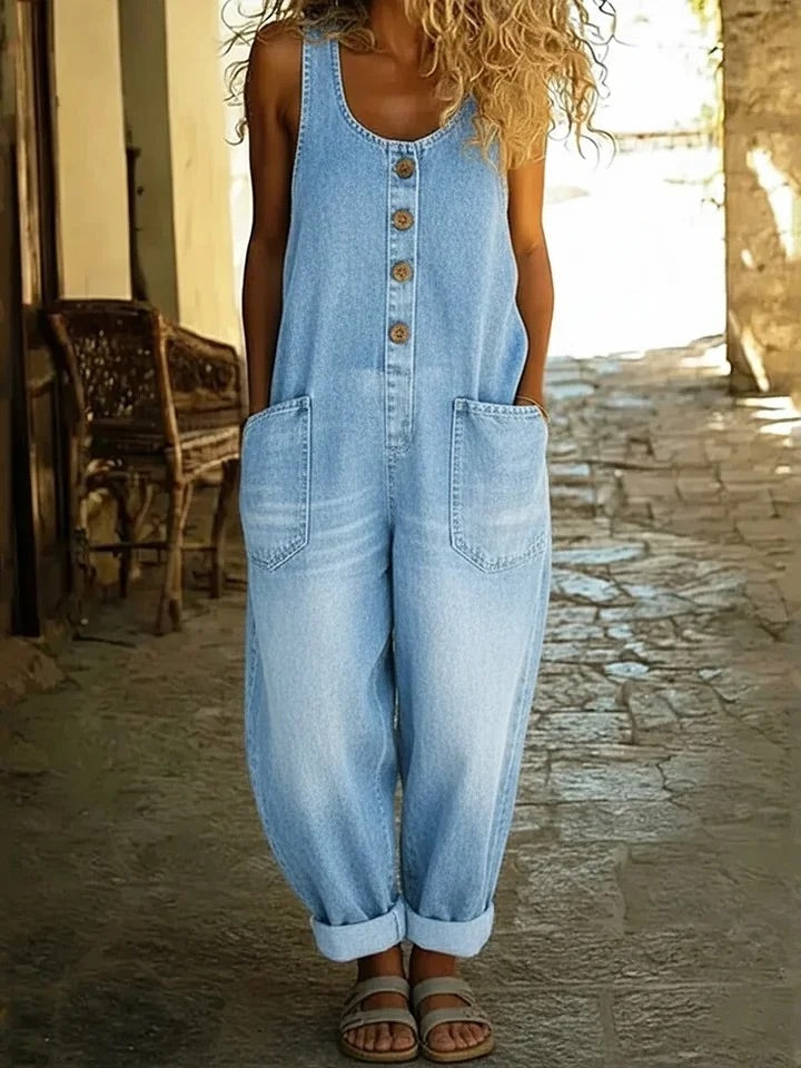 Valentina - Peto de denim de algodón con lavado vintage
