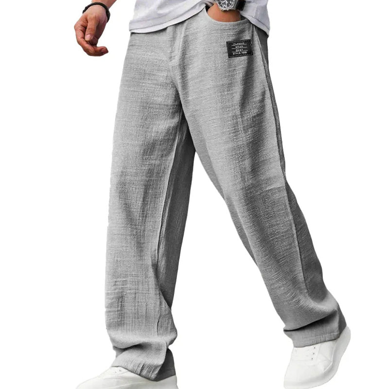 Pantalones de algodón y lino transpirables para hombre