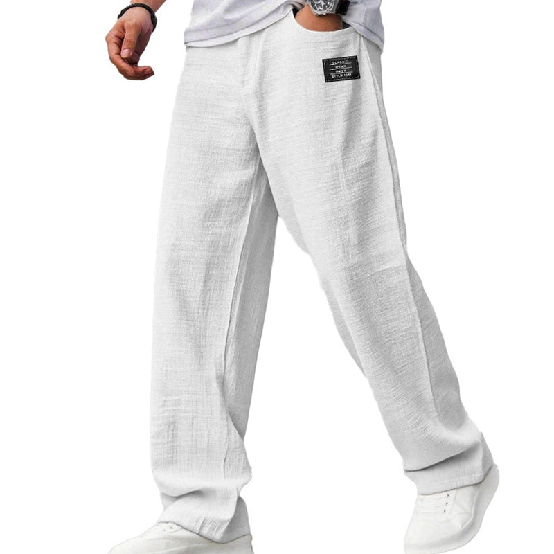 Pantalones de algodón y lino transpirables para hombre