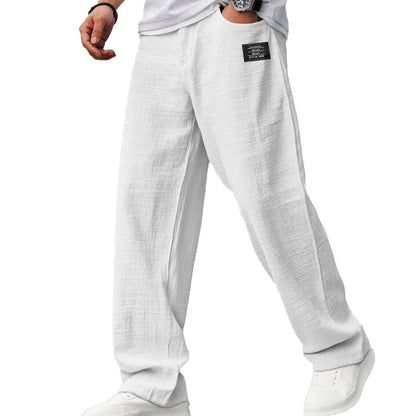 Pantalones de algodón y lino transpirables para hombre