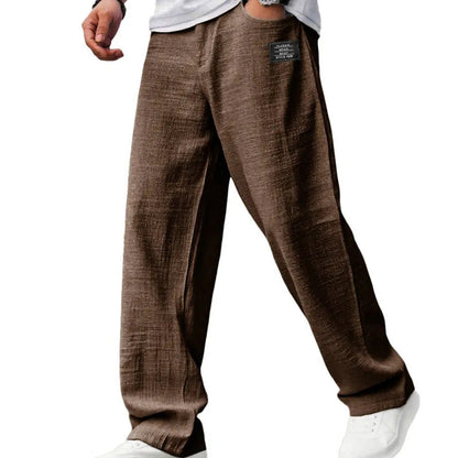 Pantalones de algodón y lino transpirables para hombre