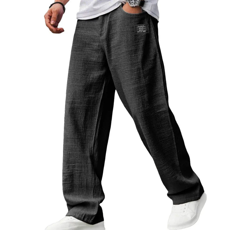Pantalones de algodón y lino transpirables para hombre