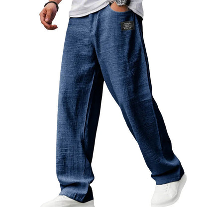 Pantalones de algodón y lino transpirables para hombre