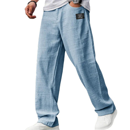 Pantalones de algodón y lino transpirables para hombre